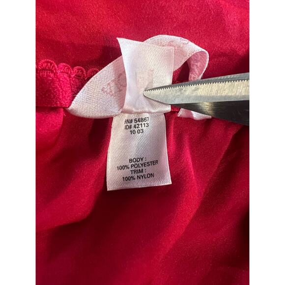 Victorias Secret Red Silk Slip Dress With Runch On Bottom Size M - Picture 4 of 5
